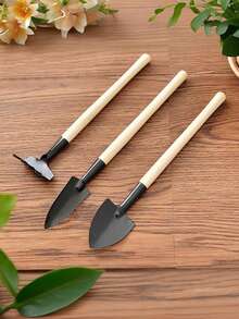3pcs Garden Tool Set, Suitable For Flowers And Succulents, Includes Soil Loosening Shovel, Transplanting Trowel And Hand Rake