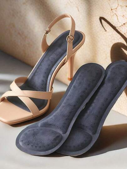 QKC 1 Pair Self-Adhesive Shoe Insoles For High Heels, Women's Comfortable Sweat-Absorbing Cushioned Insoles, 7 Inch