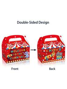 6/12个装，嘉年华马戏团主题礼品盒，大象图案狂欢节派对糖果手提盒 - 彩色 - 查看 4