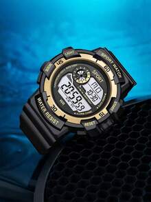 Men's Outdoor Sports Watch Set, Gradient Color, Necklace, Bracelet, Ring. Large Dial Digital Display, Stopwatch, Date. Student, Teacher, Christmas Gift. - one-size - View 7