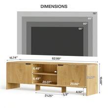 Tribesigns 63" Fluted TV Stand For TVs Up To 75 Inches, Modern Entertainment Center With Storage Cabinetand Shelf, Wooden TV Media Console For Living Room, Bedroom - màu nâu - Xem 2