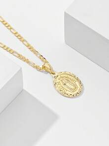 1件经典欧式铜镶嵌锆石瓜达卢佩圣母玛利亚吊坠项链，限量版“守护者之光”，适合作为圣诞节、感恩节、万圣节、母亲节、情人节、送给朋友、教父母、初领圣体、日常佩戴和祈祷的礼物。 - 金黃色 - 查看 3