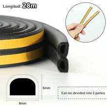 Sellador para Puertas y Ventanas 15M,Burlete para Puerta,Resistente Agua,Burletes para Puertas y Ventanas,Aísla las Habitaciones y los Coches de los Mosquitos, el Polvo, la Arena y el Ruido(Negro)(Negro-28M) - Multicolor - Ver 4