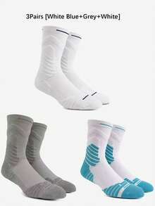 3 paia di calze da basket colori misti, calze da uomo in spugna imbottite, calze da compressione per calcio, corsa e attività all'aperto - Multicolore - Visualizzare 9