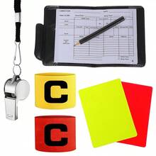 2026 New High-Utility Football Referee Full Set (Includes Red/Yellow Cards, Notebook, Lanyard Whistle, Pencil, Two Football Positioning Armbands), The Best Choice For Football Referees, Suitable For Various Football Sports Training And Matches - Multicolor - View 2