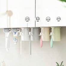 Soporte para cepillos de dientes de 4 piezas + soporte para pasta de dientes de 2 piezas