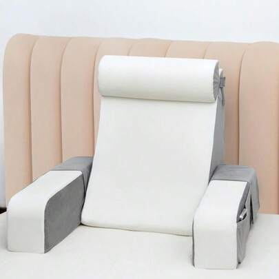 Reading Pillow With Arms Amp Back Support Bed Chair For Sitting Up In Bed Or Floor, TriDensity Foam Comfortable Ba...