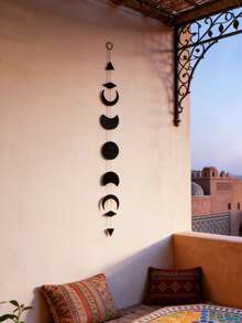 Colgante de pared de fase lunar, arte de pared de fases lunares, guirnalda lunar con cadenas de metal para decoración de pared, dormitorio, oficina, guardería, decoración colgante ornamental (Negro), decoración del hogar, decoración de habitación, decoración de pared - Negro - Ver 5