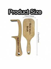 1/2 piezas Peine de broma de cabeza calva, cepillo de madera sin cabello, regalo para hombres calvos, herramienta de arreglo de cabeza calva, regalo de peine sin cabello para amigos - Multicolor - Ver 4