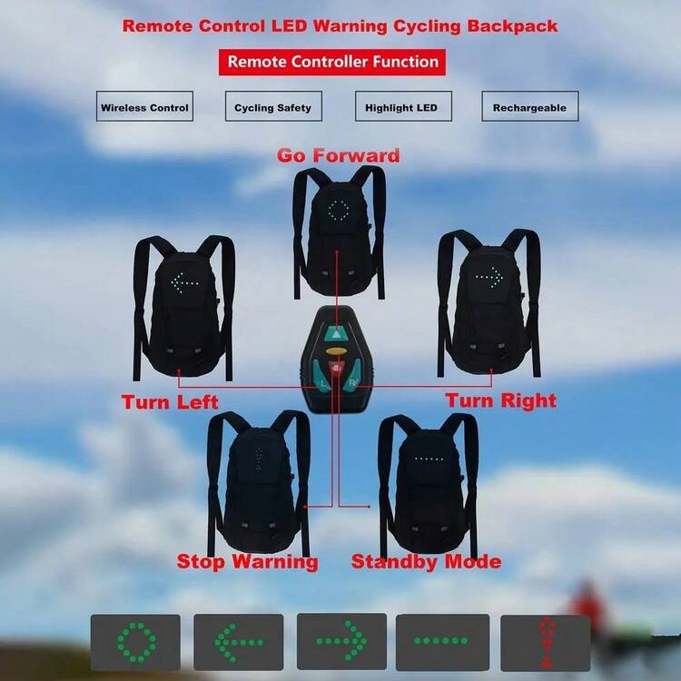 1pc 15L LED Cycling Backpack, With 30pcs LED Reflective Lights, USB Charging, Designed For Night Riding, Backlit Lightweight Waterproof Commuter Backpack, Suitable For Bicycle, Electric Scooter, Cycling, Outdoor Travel, Hiking, Running, Etc. Reflective Turn Signal Bag, High Visibility Backpack For Male And Female Riders And Commuters. - Black - View 4