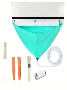 1pc Air Conditioner Cleaning Cover Set, Wall-Mounted AC Cleaning Cover With Drain Hole, No Power Needed, Dust-Proof & Waterproof Maintenance Tool Set