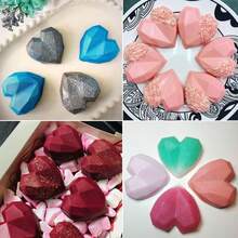 Heart Shaped Silicone Mold, 3D Diamond Heart Chocolate Mold, Soap Mold, Silicone Cake Mold, Mousse Mold, Birthday Wedding Gift - Multicolor - View 7