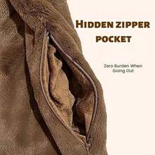Faux Fur Scarf with Hidden Zipper Pocket for Women,Soft Cozy Winter Neck Warmer Collar,Concealed Storage Pocket - 2 piezas-G - Ver 3