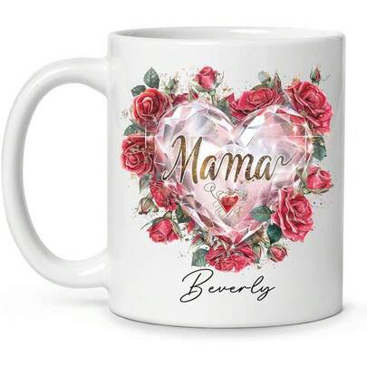 1PC Personalized Mother Coffee Mug With Name, 11oz Customized Ceramic Mug, Novelty Coffee Mug For Mother Special Day, Gifts For Mother's Day, Wife, Birthday, Valentine Day Gift