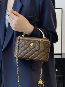 Solid Color Fashionable High-End Versatile Women Handbag & Shoulder Bag - Coffee - View 3