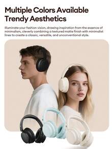 Lenovo 联想LS108蓝牙耳机，头戴式耳机，适合日常音乐聆听，配备大尺寸动圈单元，音质出色，支持ENC降噪，通话清晰，延迟低，续航时间长，佩戴舒适，适合运动和跑步，兼容智能手机和电脑。 - 米色 - 查看 6