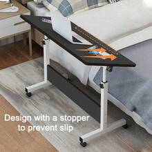 Rolling Desk Adjustable Height,Portable Laptop Desks,Small Standing Desk With Wheels For Home Office - Black - View 5