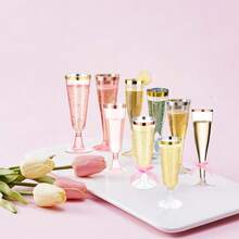 5.5oz And 4.5oz Clear Plastic Champagne Glasses, [Reusable] Plastic Cocktail Cups, Suitable For Parties, Weddings, Birthdays, New Year And Large Celebrations (Champagne Glasses, Beverage Cups, Plastic Cups, Birthday Cups) - Multiple Colors/random Styles - View 9