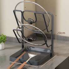 1套，厨房锅盖架，免钻孔锅盖收纳架，节省厨房空间，带沥水盘，易于清洁