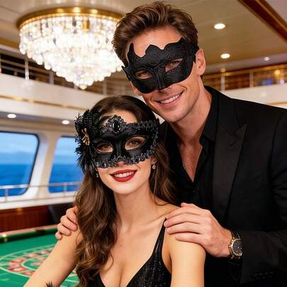 Çiftler İçin Maskeli Balo Kostüm Maske Seti, Venedik Tarzı Plastik Parti Maskeleri, Cadılar Bayramı, Karnaval, Parti İçin Romantik Dekoratif Maskeler, Erkekler ve Kadınlar İçin, Polyester Malzeme