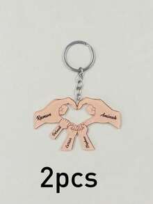 LICVIC 个性化心形多手亚克力钥匙扣，可定制姓名家庭钥匙扣，可爱定制钥匙扣，送给孙辈的圣诞礼物，可定制3-7个名字的包包挂饰，心形图案钥匙扣，女士钥匙扣，送给爸爸的礼物，圣诞礼物，圣诞节，卡通，朋友，家人，妈妈，女孩，儿童