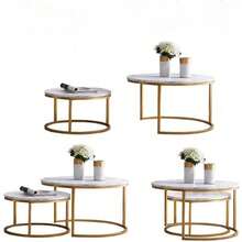 Nesting Coffee Tables Set Of 2 Round Stacking Sofa Side Tables For Living Room - White - View 11