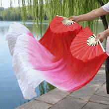 2pcs 150cm/59.05in Stage Performance Dance Fan - Blue, White, Red And White Gradient Long Silk - Lightweight And Easy To Handle. Suitable For Adult Fitness / Dance Team Rehearsal Props Fan. - Nhiều màu - Xem 14