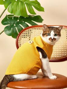 PETSIN Débardeur pour animaux de compagnie à applique ours dessin animé - Jaune citron - Voir 5