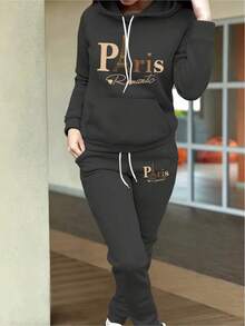 2026 Valentine Outfits For WomenWomen's Autumn Clothing Fleece Casual Set Fashion Printed Hoodie  Loose And Comfortable Christmas Fit WomenLoose And Comfortablevalentine's Day - 深灰色 - 查看 10