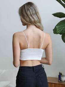 Crochet Lace Longline Bralette - Vintage Detail - White - View 4