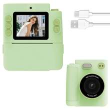 即时打印相机，即刻打印美好回忆！二合一便携式相机和照片打印机 – 4800万像素高清玩具相机，内置贴纸打印机和1080P视频功能 | 1300mAh可充电电池，轻巧易用 | 生日/圣诞节/旅行的完美礼物（可选：单机版或含32GB存储卡和相纸补充包）#即时相机 #照片打印机 #玩具相机