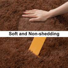 Alfombra larga y suave para dormitorio, sala de estar, alfombra esponjosa y peluda de color marrón junto a la cama, alfombra de pelo largo y mullida, alfombra de pelo que no se desprende para la habitación de las niñas, decoración del hogar - Café integral - Ver 6