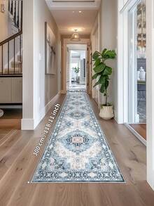 1PC Pastel Green Rugs,Bohemian Style, Crystal Velvet Jelly Base Runner Rug,800gsm, Non-Slip Backing, Area Rug, Mat For Living Room, Carpet For Bedroom, Machine Washable Low-Pile, Kitchen Hallway Dining Office, All-Season - Pastel Green - View 7