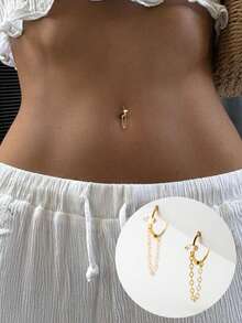 1件925纯银锆石肚脐环/反向肚脐环/肚脐饰品/肚脐圈/铰链式弯曲肚脐环/肚脐环/鼻环