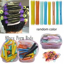 80-Piece Random Color Plastic Perm Rods Set | Cylindrical Shape + Hair Combs/Rings | Salon-Style Hair Curling Kit For Home Perming & Daily Hairstyling - Multicolor - View 3