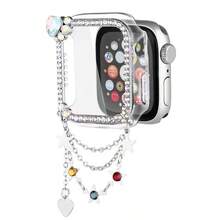 1pc Heart & Star Chain Pendant Protective Case, Anti-Drop Fashionable Casual Protective Cover, Compatible With Apple Watch 40/41/44/45mm, Compatible With Apple Watch Ultra/SE/11/10/9/8/7/6/5/4/3/2/1 Series, Smartwatch Accessory - Silver - View 5