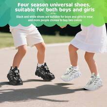 Toddler Girls Shoes Sneakers For Toddler Girls And Boys Aged 3-5, Featuring Breathable, Non-Slip Running Shoes Suitable For All Seasons In Black And White, Sizes 5.5 Toddler To 11 Little Kid. - 黑色 - 查看 4