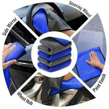 4条装超细纤维洗车布，尺寸25*25厘米/9.84*9.84英寸，超强吸水清洁抹布，适用于汽车内外清洁，不掉毛，不留水渍，400克/平方米