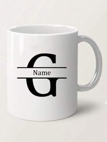 1pc, 11oz Personalized Letter Name Custom Coffee Mug - Designed Customized Cup, Ceramic Mug, Unique Novelty Mug, White Tea Cup, Personalized Letter Name Custom Coffee Mug - Designed Customized Cup, Summer & Winter Drinkware, Birthday Gift, Family Gathering Gift, Holiday Gift, Mildew Resistant, Reusable, Elegant, Cute, Modern