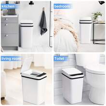 Senmeo (1 Pack) Plastic Sleek Style Sensor Trash Can, 3.2 Gal, Touchless Auto Open/Close, Odor-Proof Lid, Slim Shape, Bathroom/Bedroom/Living Room/Office, Battery Powered (AA Batteries Not Included), White - 1PC-3.17gal白色 - 查看 7