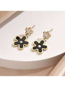 一对简约光滑心形耳钉，优雅气质，适合日常佩戴和通勤（OPP袋包装） - 金黃色 - 查看 5