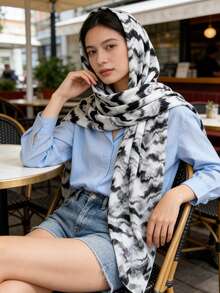 1pc Women's Scarf Headscarf Lightweight Shawl Versatile Wrap For Daily Wear, Beach, Sun Protection - Grey - View 4