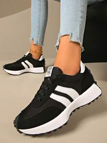 Shoes Retro Chunky Sneakers Instep Bulky Running Sneakers For Women, Shoes For Women - 黑色 - 查看 4
