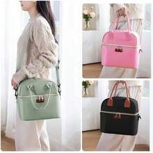 Lubardy Loncheras para Mujer Hombre Adultos Bolsa de Almuerzo Aislada de Doble Compartimento Loncheras Termica Impermeable y Reutilizable para Oficina, Picnic(Gris) - Multicolor - Ver 4