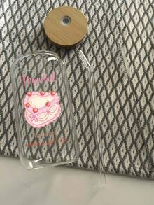 16oz Pink Bow Cake Iced Drink Glass Straw Cup For Girls, Coffee, Matcha, High-Temperature Printed, Washable & Reusable, Tin Can Shaped Glass Straw Cup, Iced/Hot Drink Cup, Best Gift Choice - Multicolor - View 5