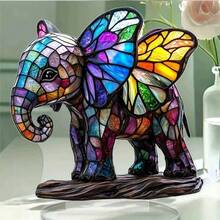 2D Bohemian Acrylic Colorful Elephant Standee Decor, No Electricity Needed, Suitable For Christmas, Valentine's Day, Father's Day, Graduation - Charming Gift For Her, Office And Home Decoration