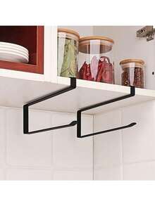 3pcs No Drill Kitchen Storage Rack - Multipurpose Hanging Organizer For Paper Towels, Cling Wrap, Foil, And Dish Cloths, Space-Saving Design For Cabinet Doors/Walls, Plastic & Metal Material, Essential Kitchen Accessory - Multicolor - View 14