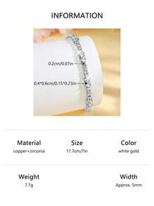 1 Đơn Giản & Thời Trang Đá Cubic Zirconia Vòng Tay Hình Quả Trứng, Thích Hợp Cho Phụ Nữ Mặc Hàng Ngày - Bạc - Xem 15