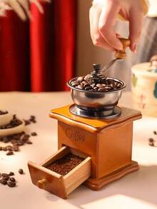 Premium Manual Coffee Grinder And Ceramic Cup Gift Set - Adjustable, Suitable For Espresso And Pour Over Coffee, Retro Desktop Decor - Multicolor - View 16