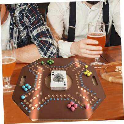 1pc Wooden Arabic Poker Board Game - Multi-Player Competitive Strategy Game, With 1-76 Numbered Grids, Colored Poker Chips And A Cards - New Year Family Entertainment Game, Traditional Design, Materials, Convenient Design, Quick To Learn, Creative Gameplay, Suitable For Ages 14+, Corporate Team Building Game, Multi-Player Tabletop Game, Social Interaction Game, Tabletop Board Game, Elderly Game, Outdoor Travel Game, Camping Game, Luxury Party Game, Suitable As Holiday Gift For Family And Colleagues